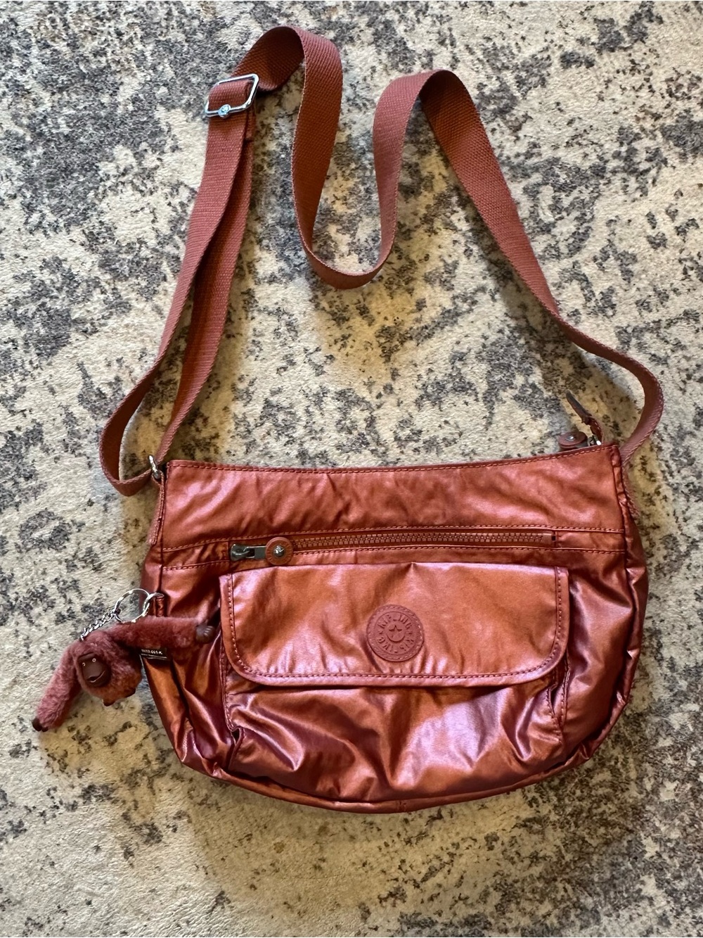 EUC Kiplingl Dark Maroon Metallic Syro Gm —style HB6140